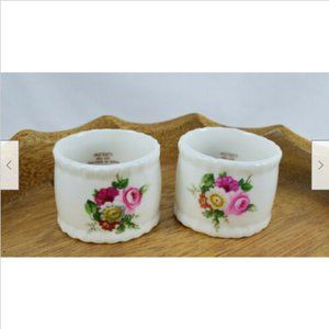 Coalport Bone China Napkin Ring Pair Ludlow Floral Rose England Porcelain